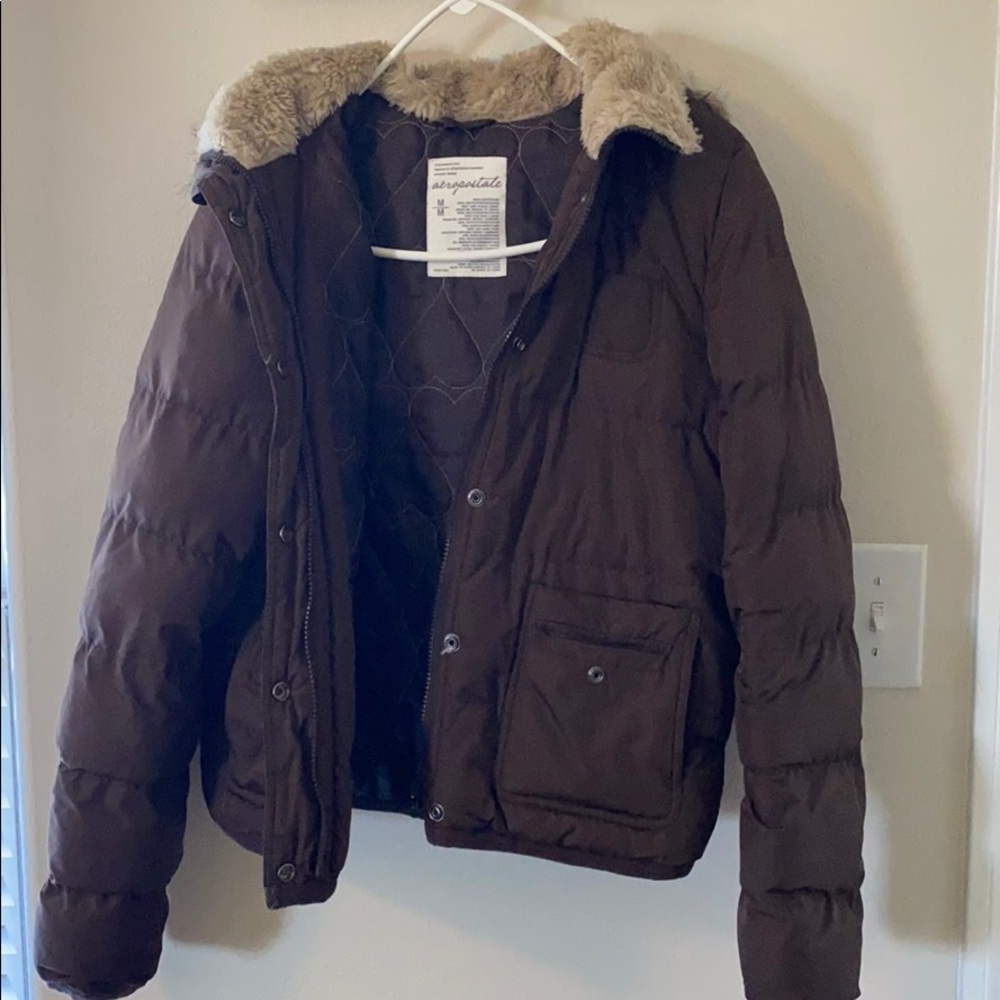 Brown puffer jacket